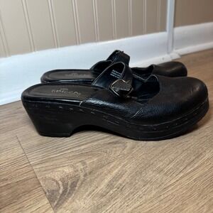 VTG Y2K Black Mary Jane Clogs Platform Wedge Mules Buckle Strap Womens 8M Sbicca
